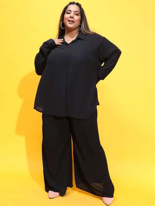 women black plus size shirt and trouser co-ord set - 21399777 - Standard Image - 0