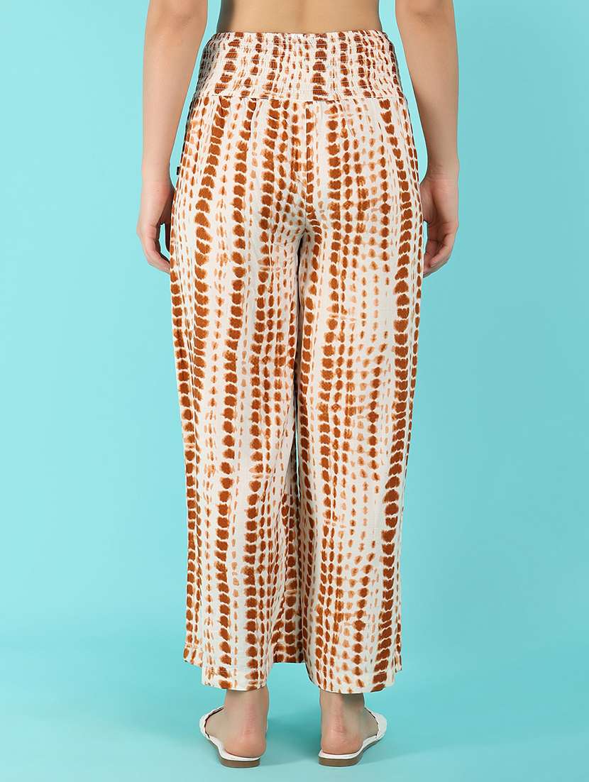 women brown shibori printed palazzos - 21399797 -  Standard Image - 3