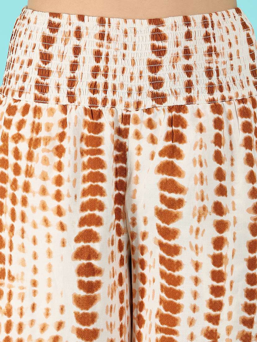 women brown shibori printed palazzos - 21399797 -  Standard Image - 5