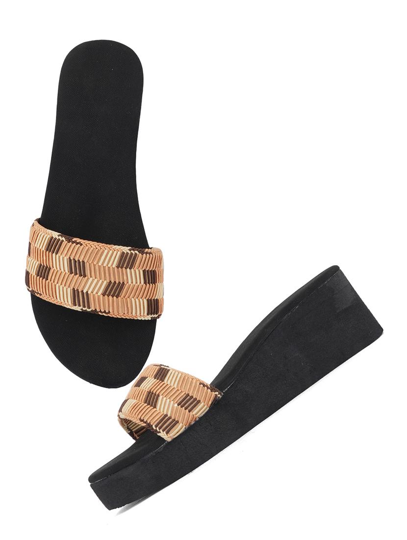 cream textured platforms wedge - 21399847 - Standard Image - 3