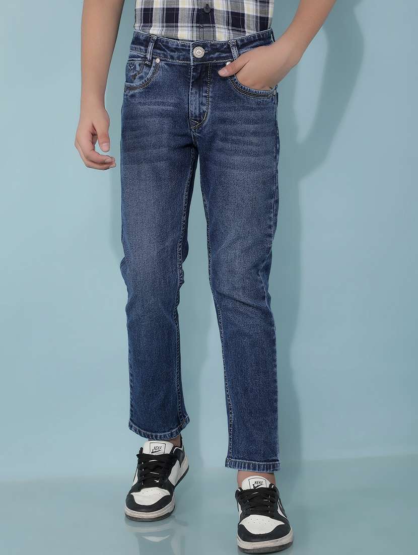 blue solid plain jean