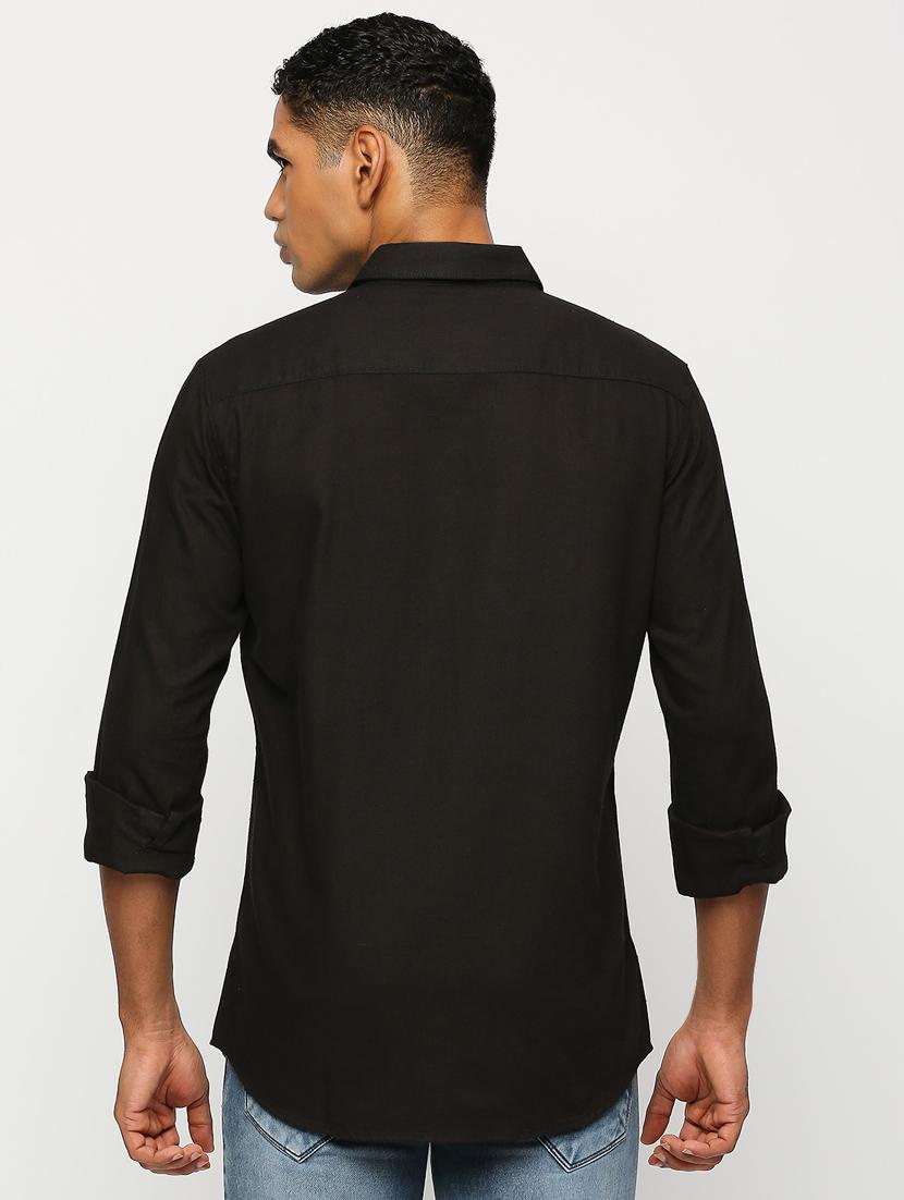 black cotton casual shirt - 21399969 - Standard Image - 3