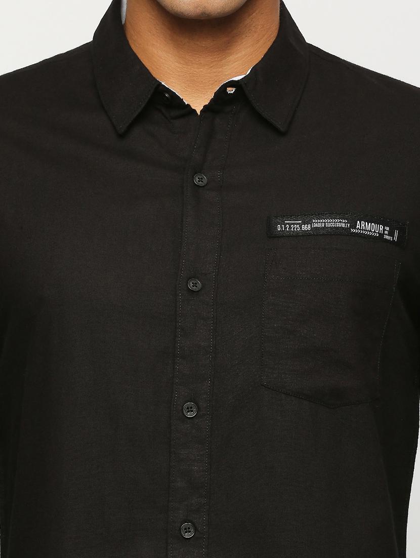 black cotton casual shirt - 21399969 - Standard Image - 5