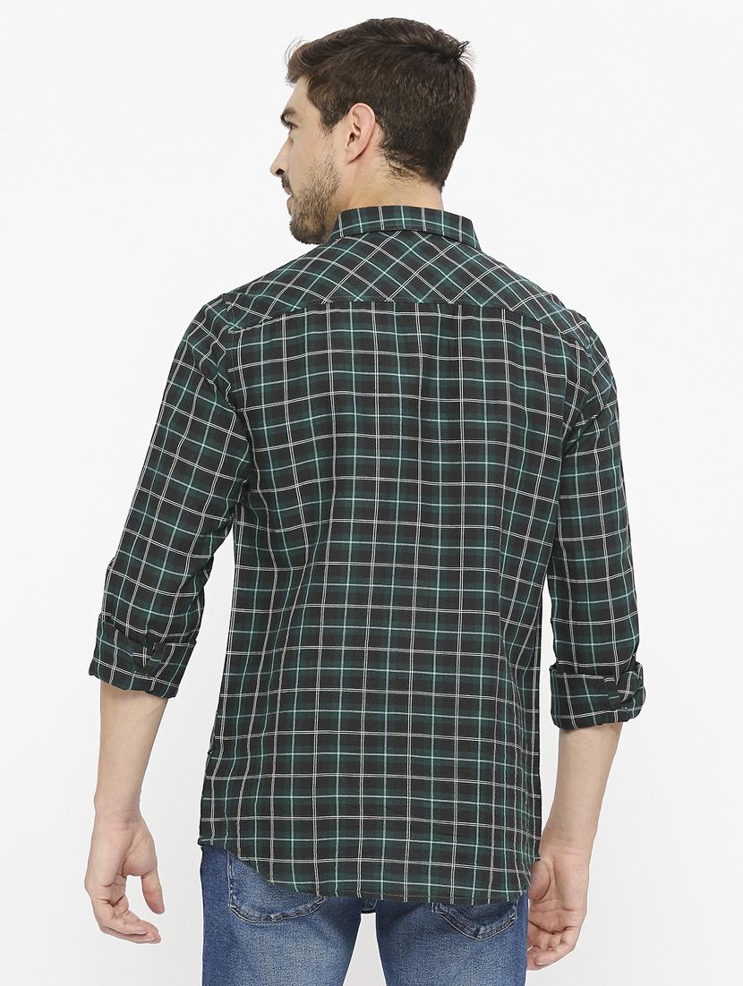green checkered casual shirt - 21399971 - Standard Image - 3