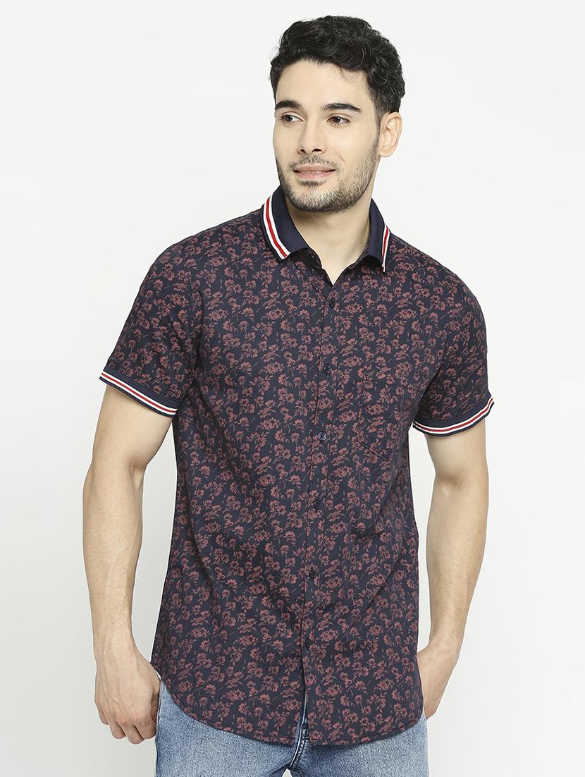 navy blue cotton casual shirt