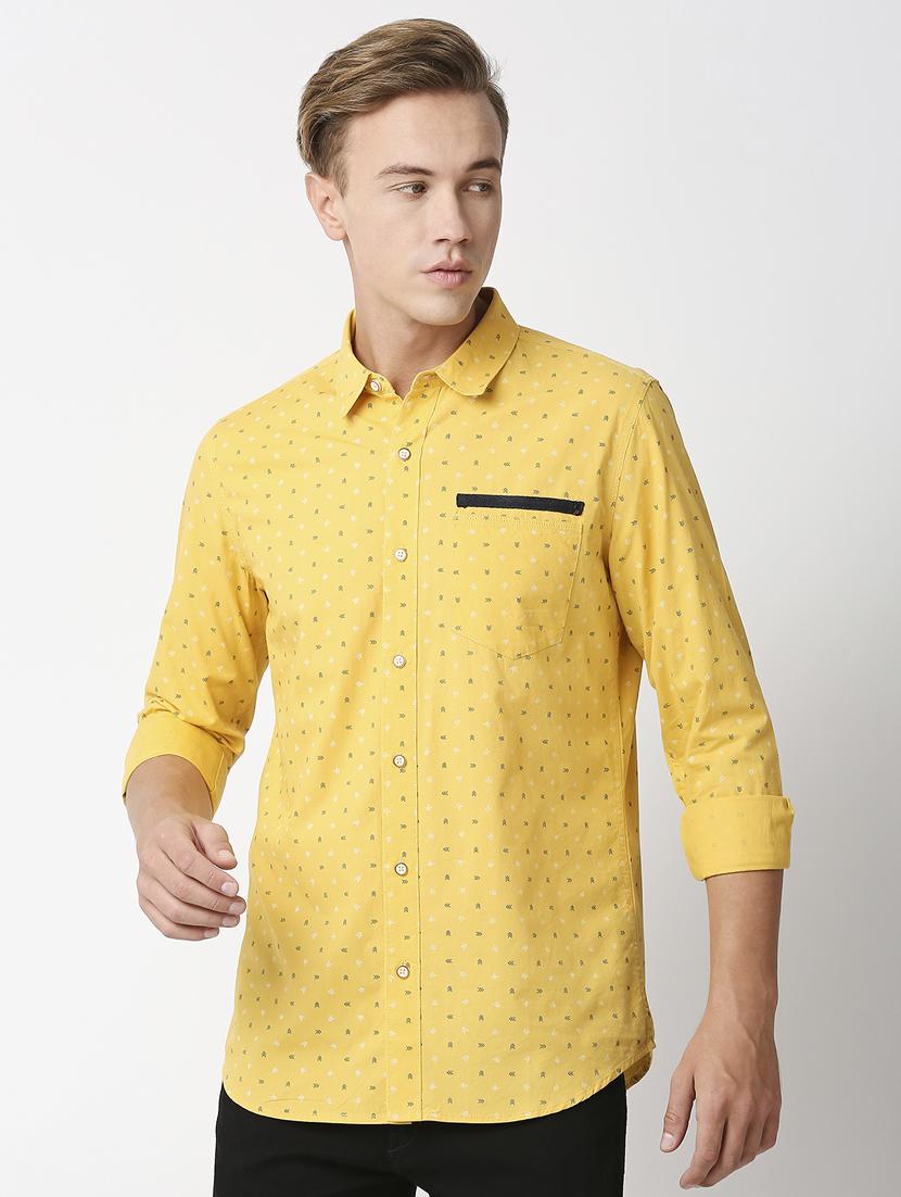 men printed long sleeved casual shirt