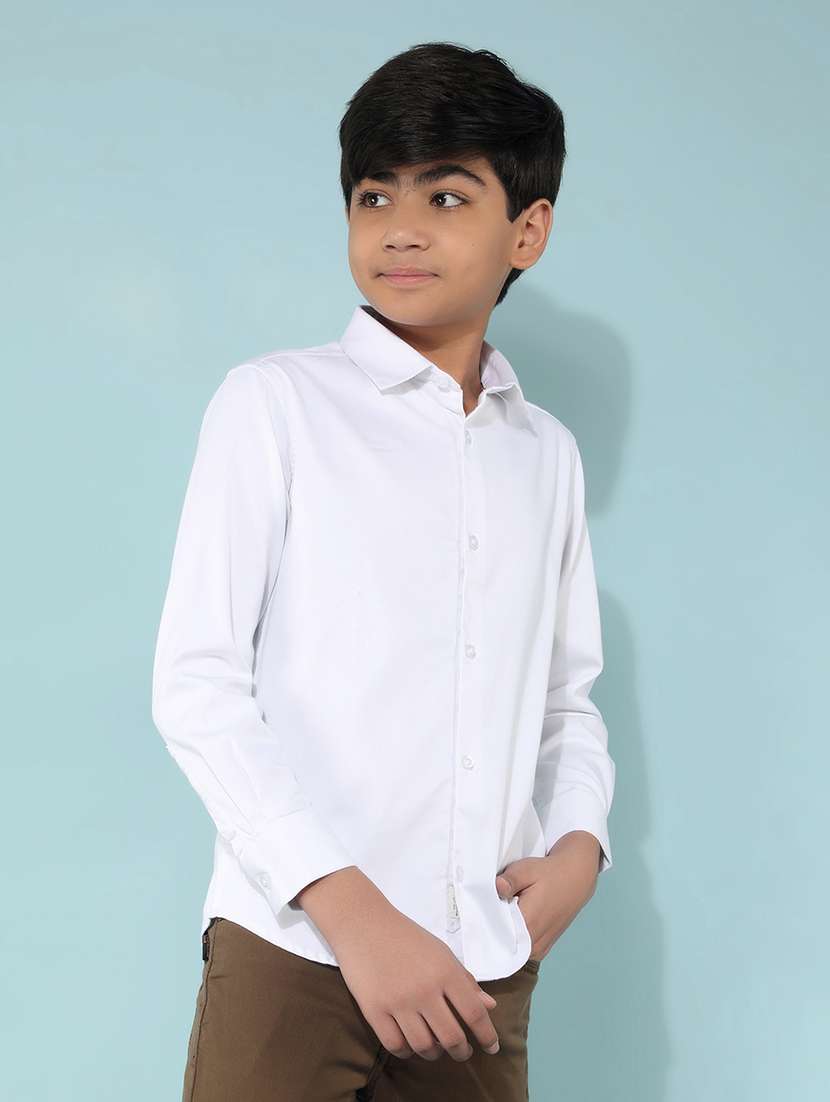 boys white solid shirt