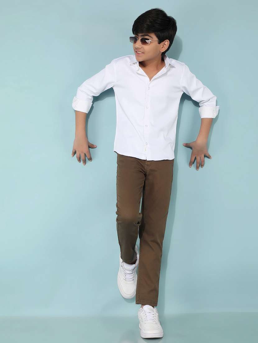 boys white solid shirt - 21399996 -  Standard Image - 5
