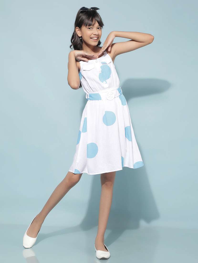girls white polka dot frock - 21400008 -  Standard Image - 3