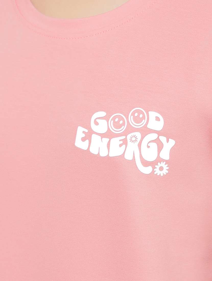 peach placement printed regular tee - 21400016 -  Standard Image - 5