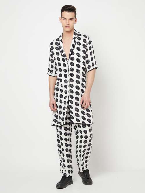 men white indo western printed blazer - 21400026 - Standard Image - 0