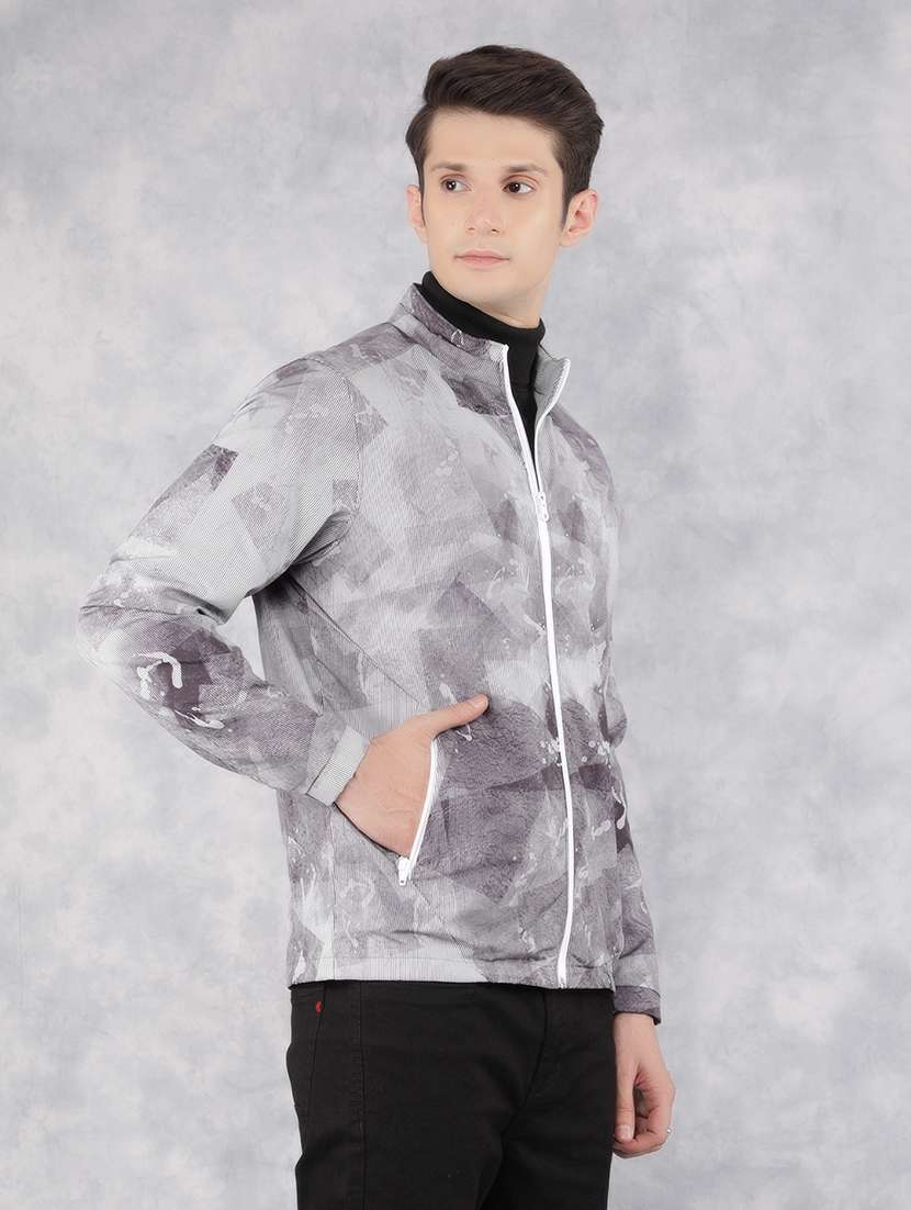 grey printed casual jacket - 21400040 - Standard Image - 3