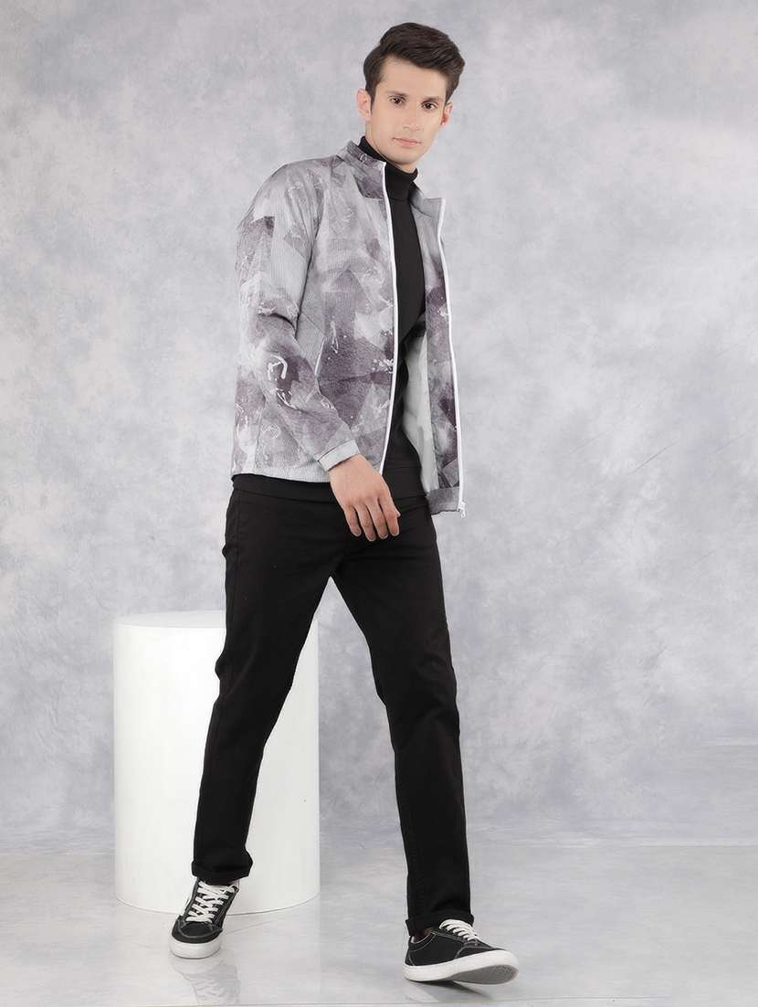 grey printed casual jacket - 21400040 - Standard Image - 5