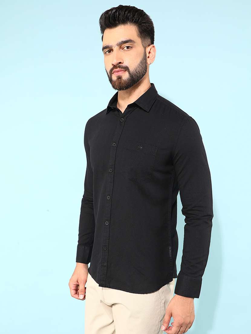 men solid long sleeve casual shirt