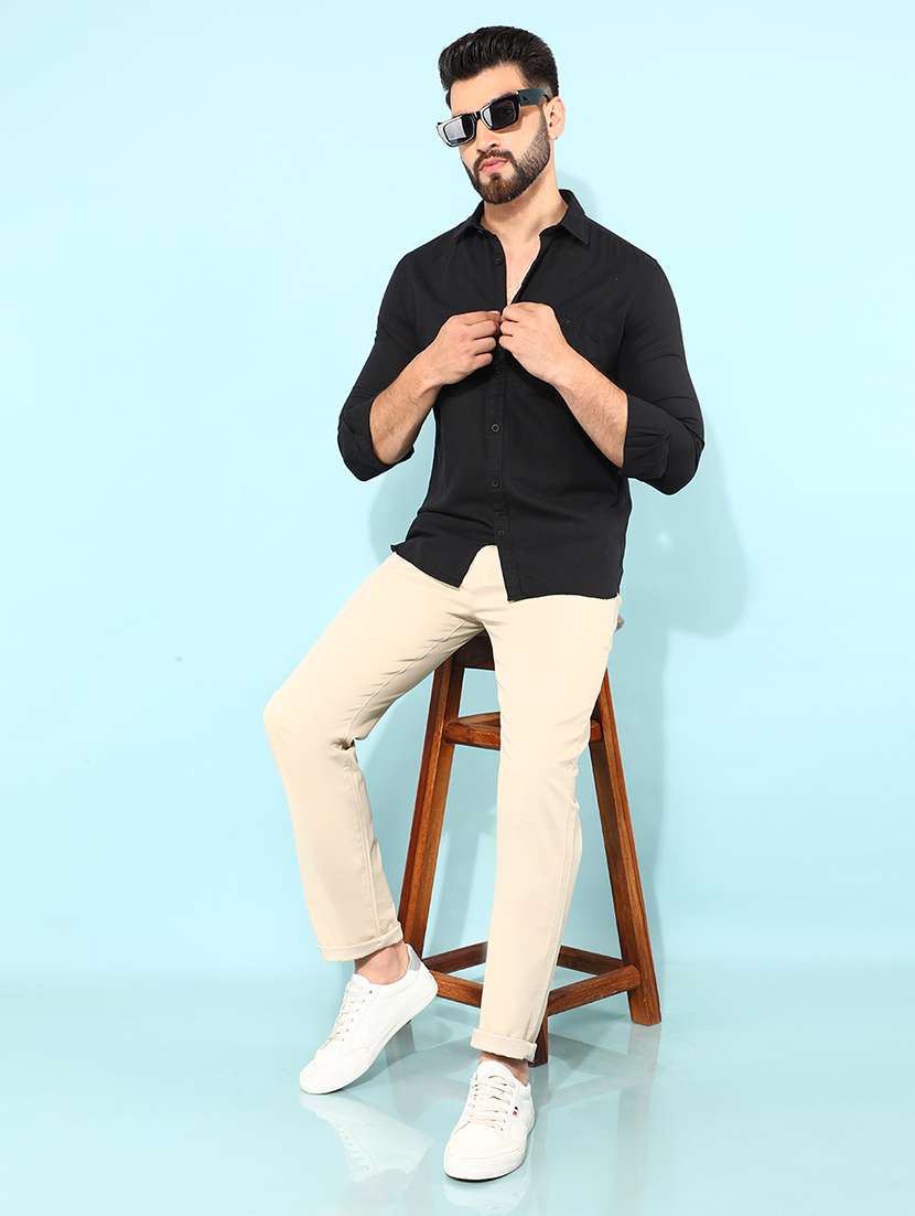 men solid long sleeve casual shirt - 21400067 -  Standard Image - 5