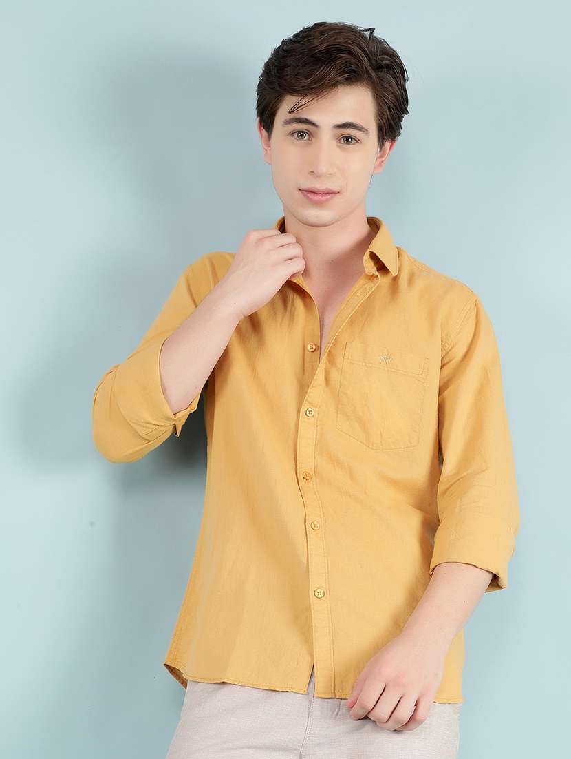 men solid long sleeve casual shirt