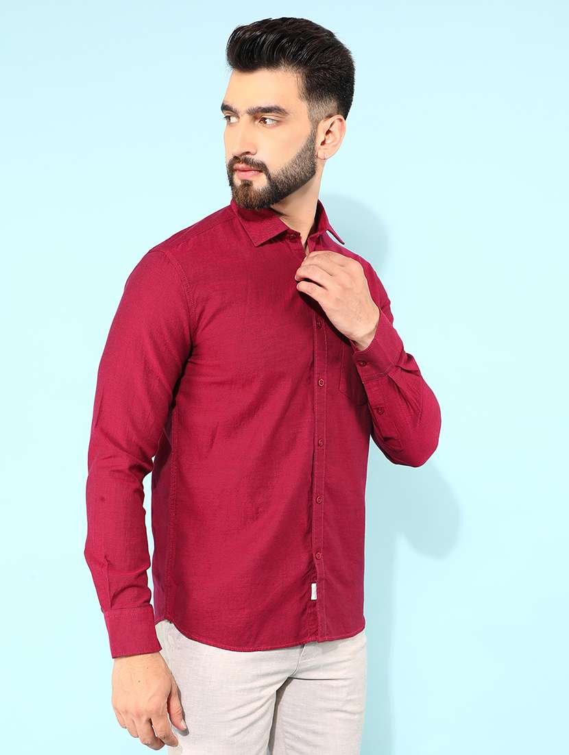 men solid long sleeve casual shirt