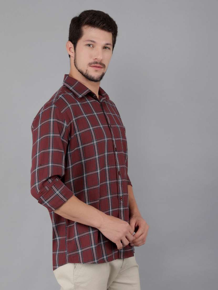 men checked long sleeve casual shirt - 21400098 -  Standard Image - 3