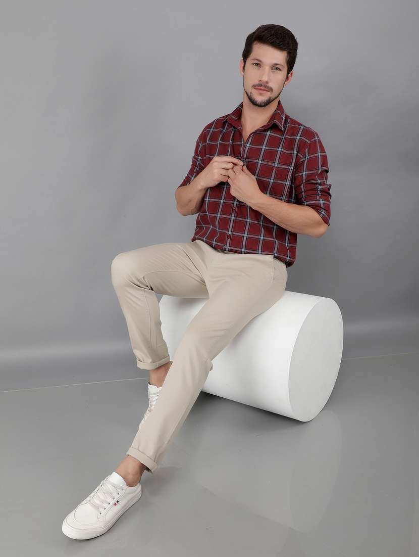men checked long sleeve casual shirt - 21400098 -  Standard Image - 5