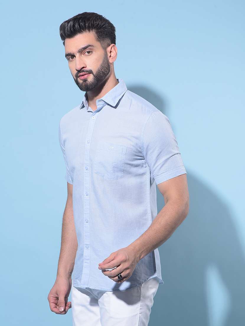 men solid short sleeve casual shirt