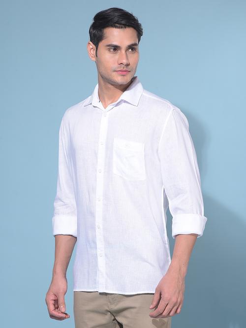 crimsoune club men's white linen shirt - 21400156 - Standard Image - 0