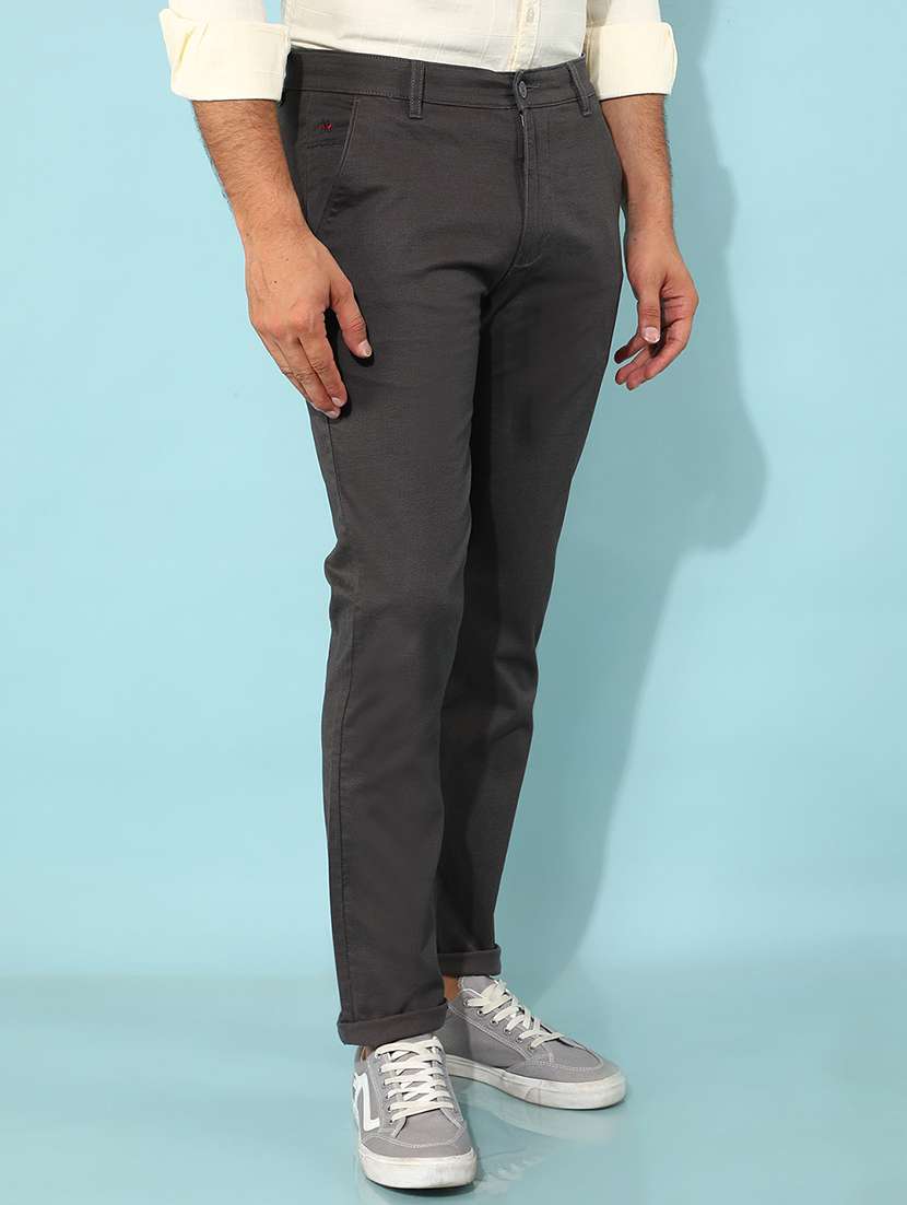 men solid mid rise chino pants - 21400179 - Standard Image - 3