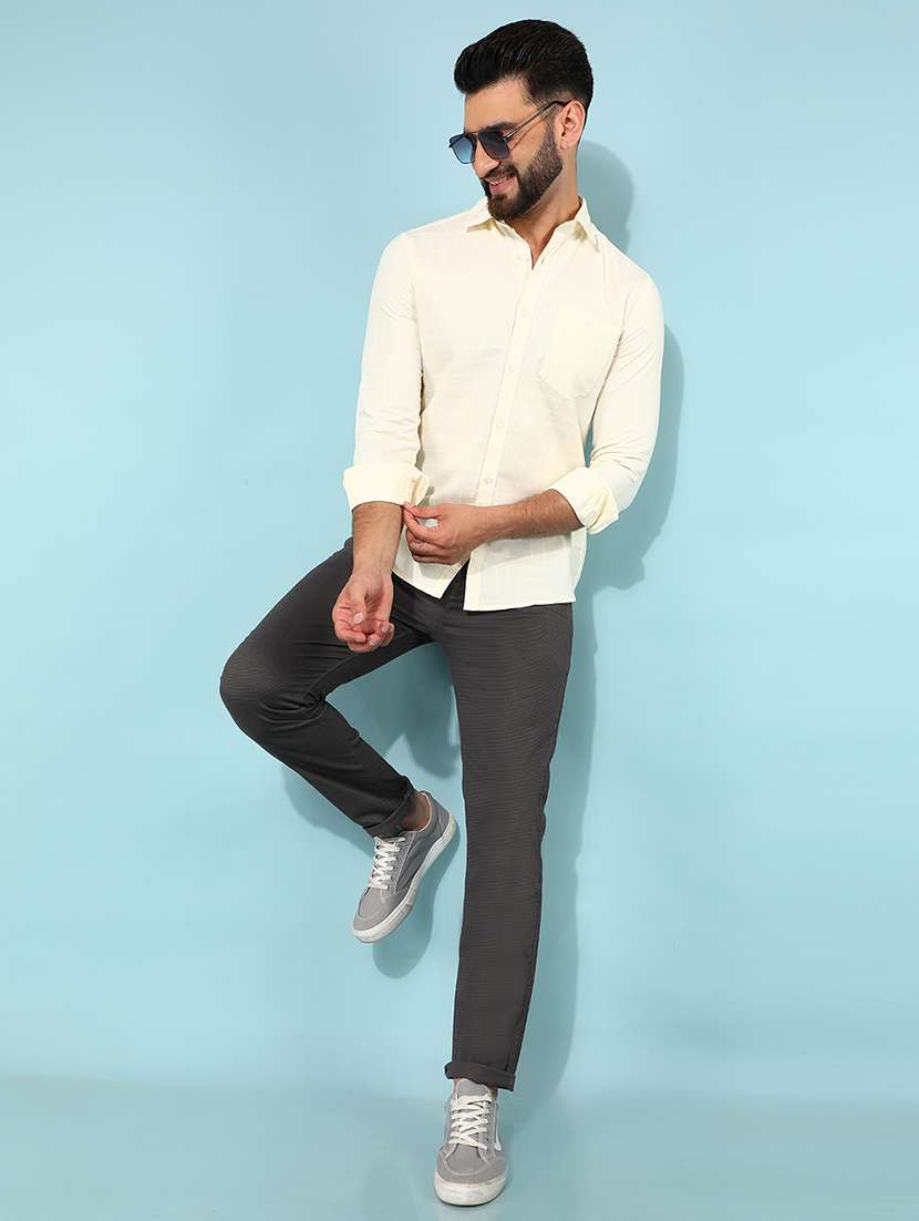 men solid mid rise chino pants - 21400179 - Standard Image - 5