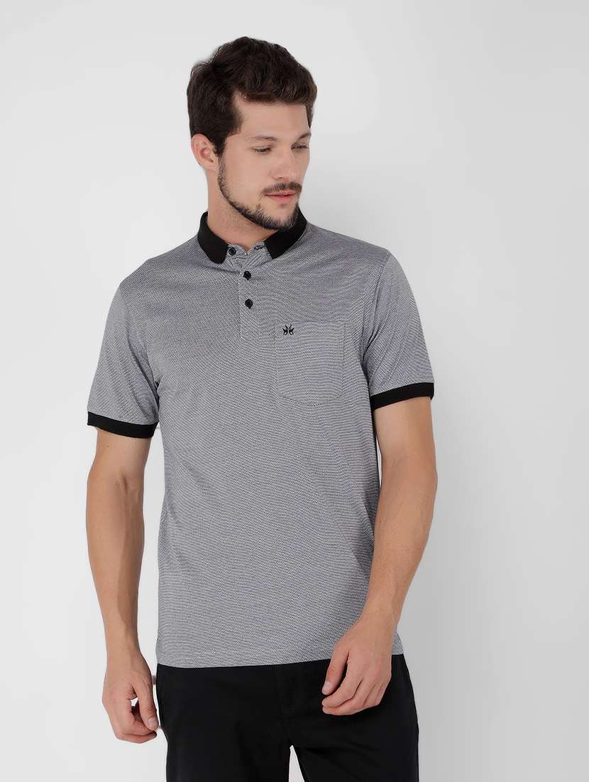 men self design polo t-shirt