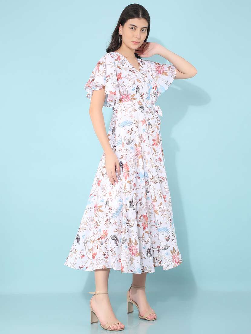 white floral print flare dress - 21400252 - Standard Image - 3