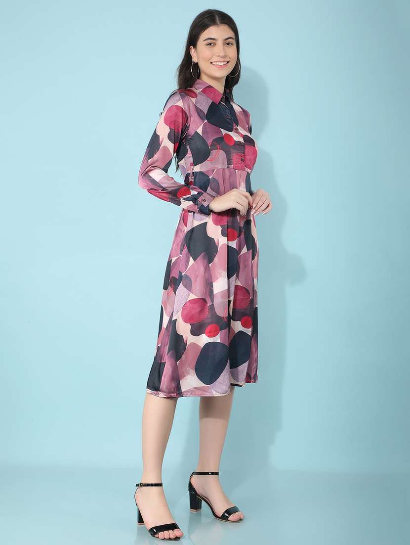 maroon polyester aline dress - 21400256 - Standard Image - 3