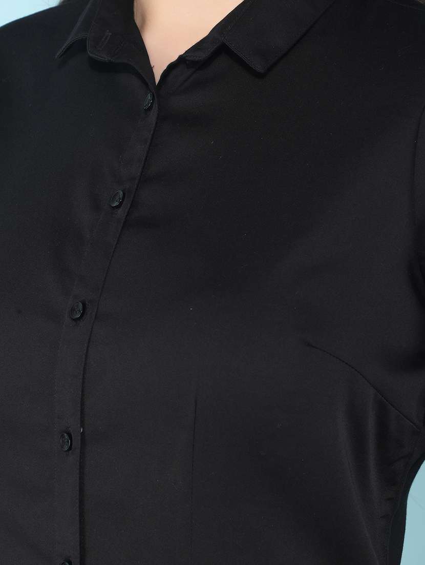 black solid regular shirt - 21400288 -  Standard Image - 5