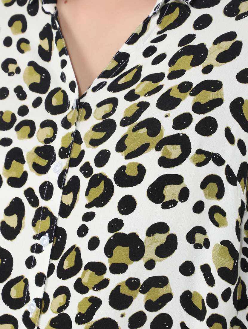 white animal printed regular shirt - 21400293 - Standard Image - 5