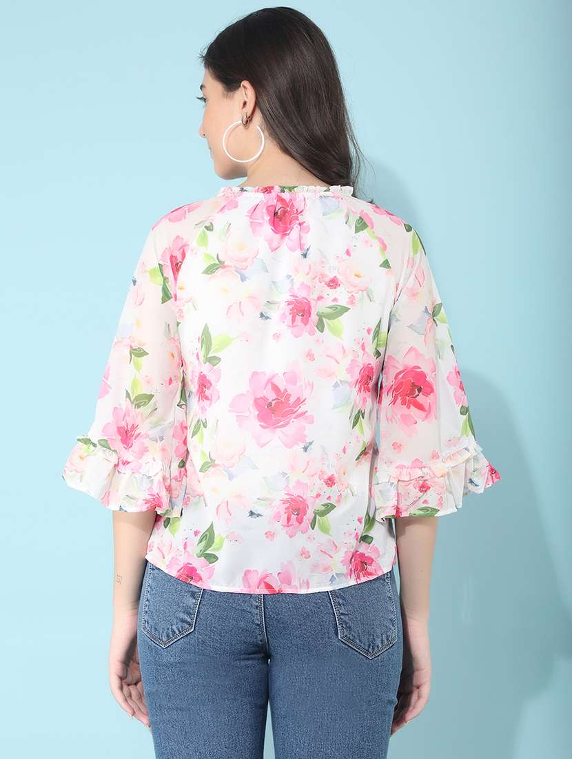 white floral printed regular top - 21400303 -  Standard Image - 3