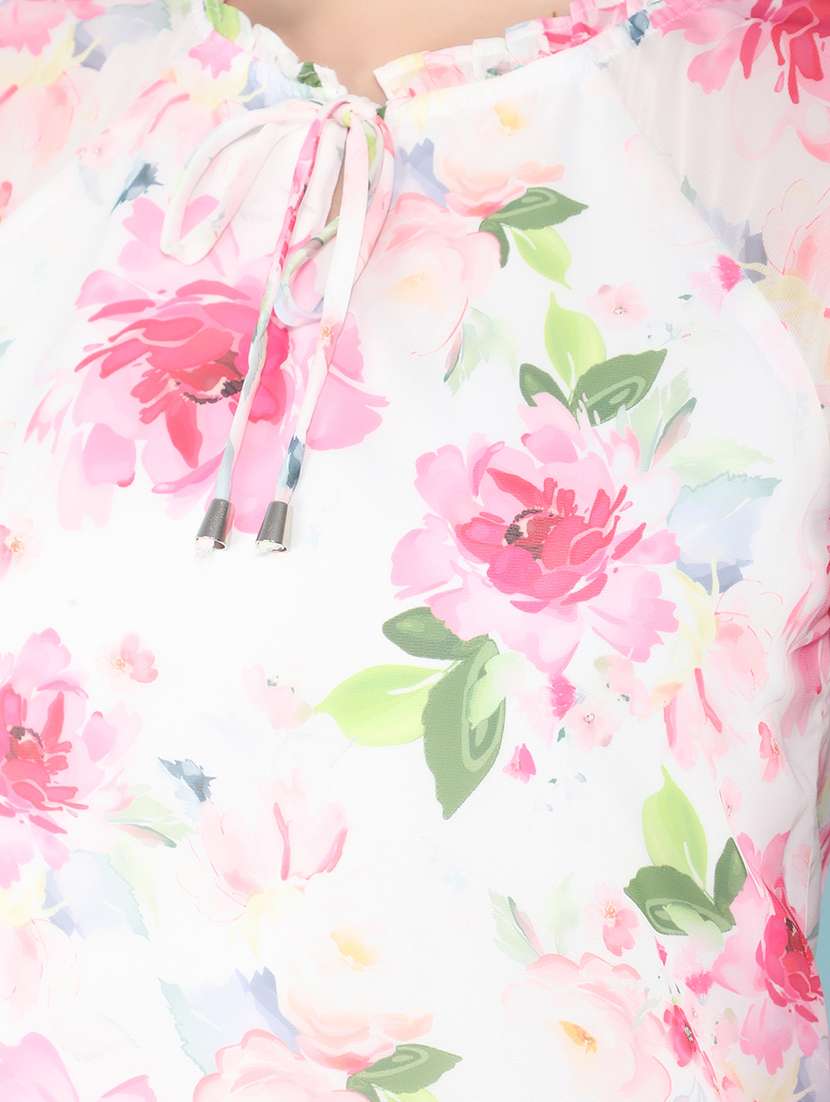 white floral printed regular top - 21400303 -  Standard Image - 5