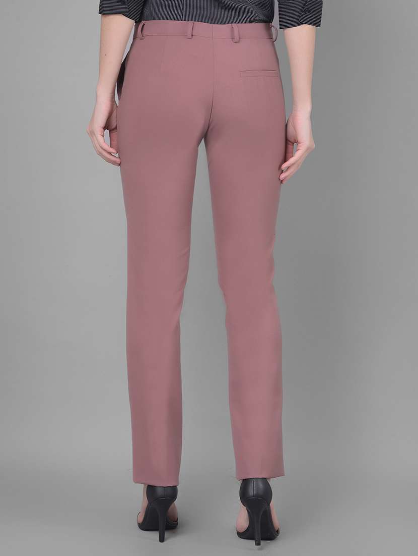 peach solid chinos trouser - 21400309 -  Standard Image - 3