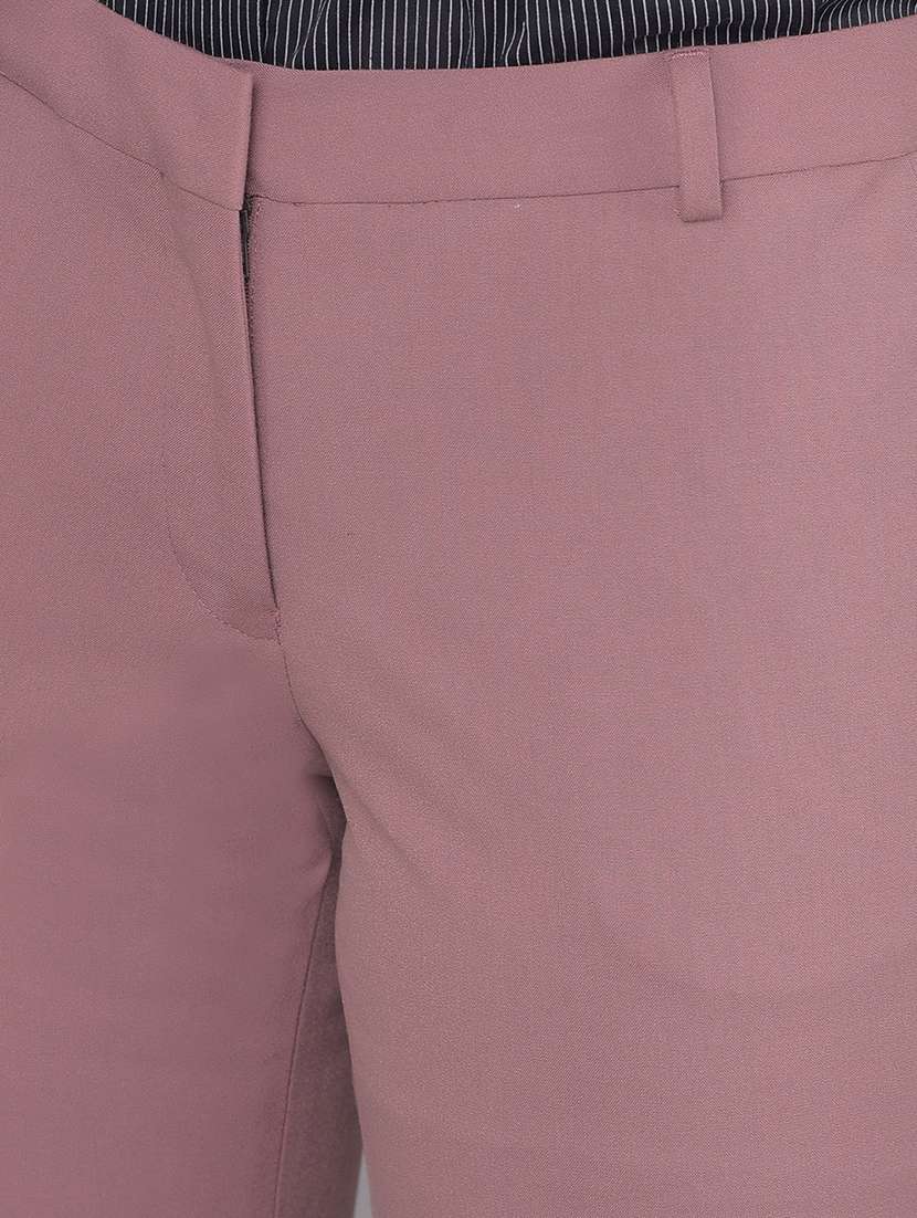 peach solid chinos trouser - 21400309 -  Standard Image - 5