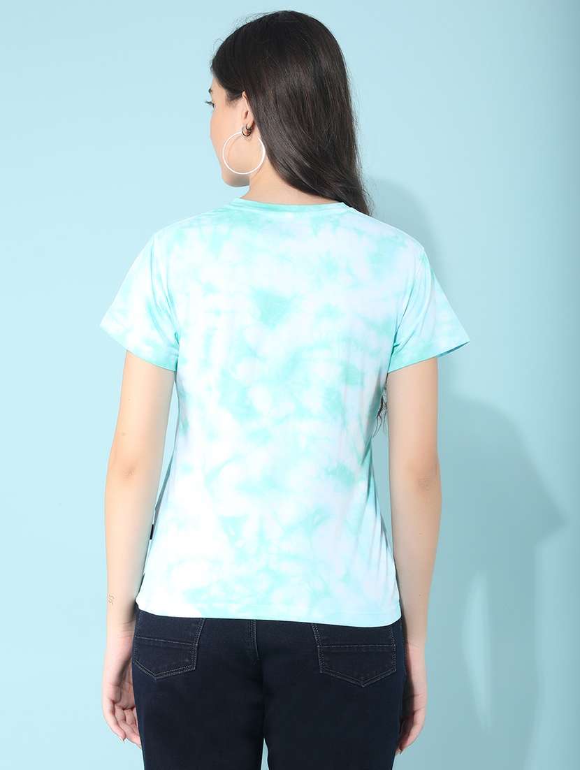 Women Sea Green Cotton Regular T-shirt - 21400312 -  Standard Image - 3
