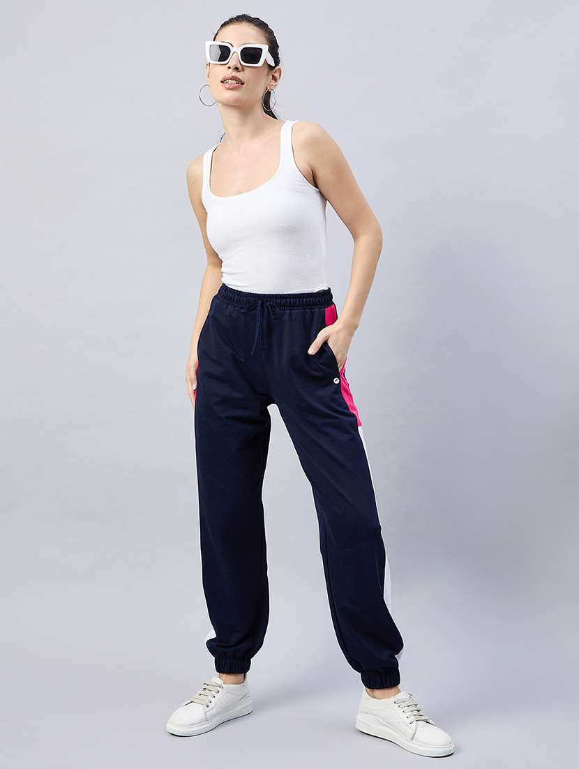 women navy blue cotton blend jogger - 21400329 - Standard Image - 3