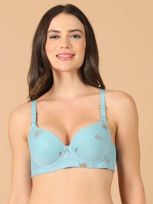 light blue printed cotton t-shirt bra - 21400409 -  Standard Image - 0