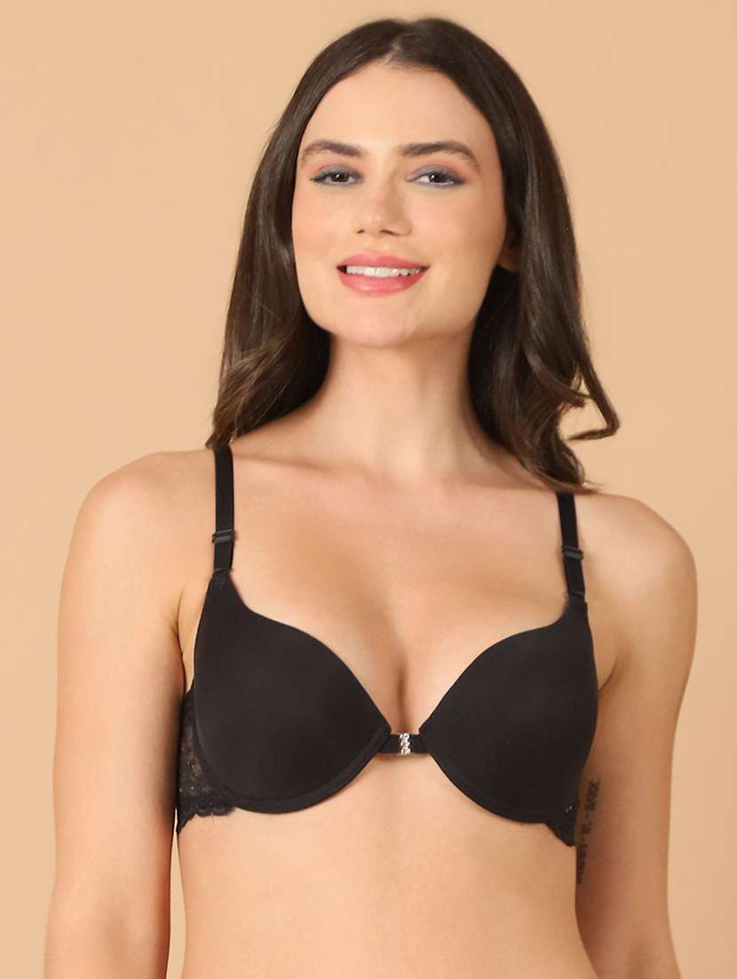 black solid push up bra