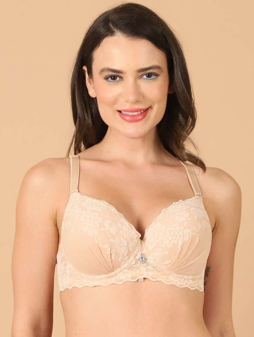 beige lace tshirt bra
