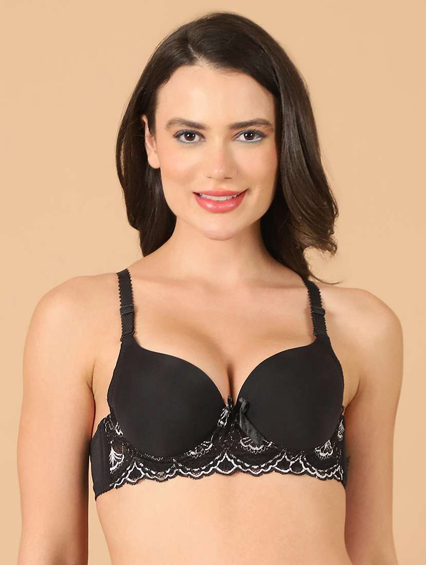 black lace work push up bra