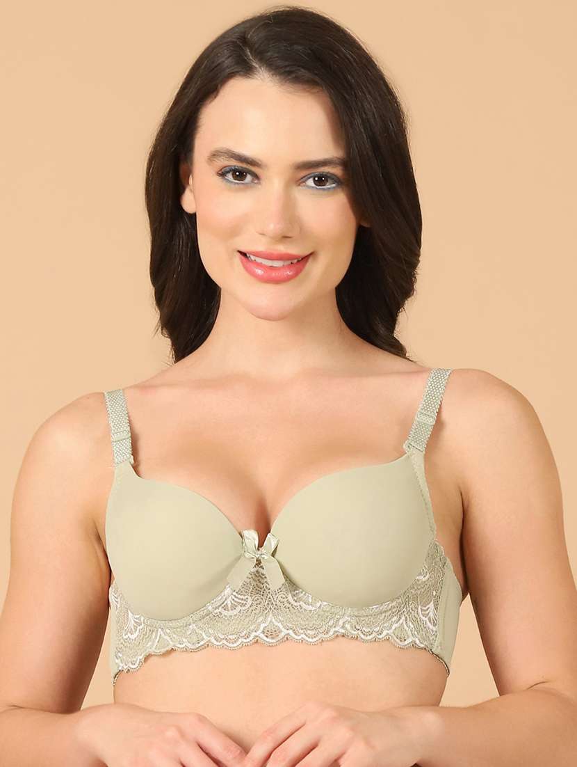 sea green lace work push up bra