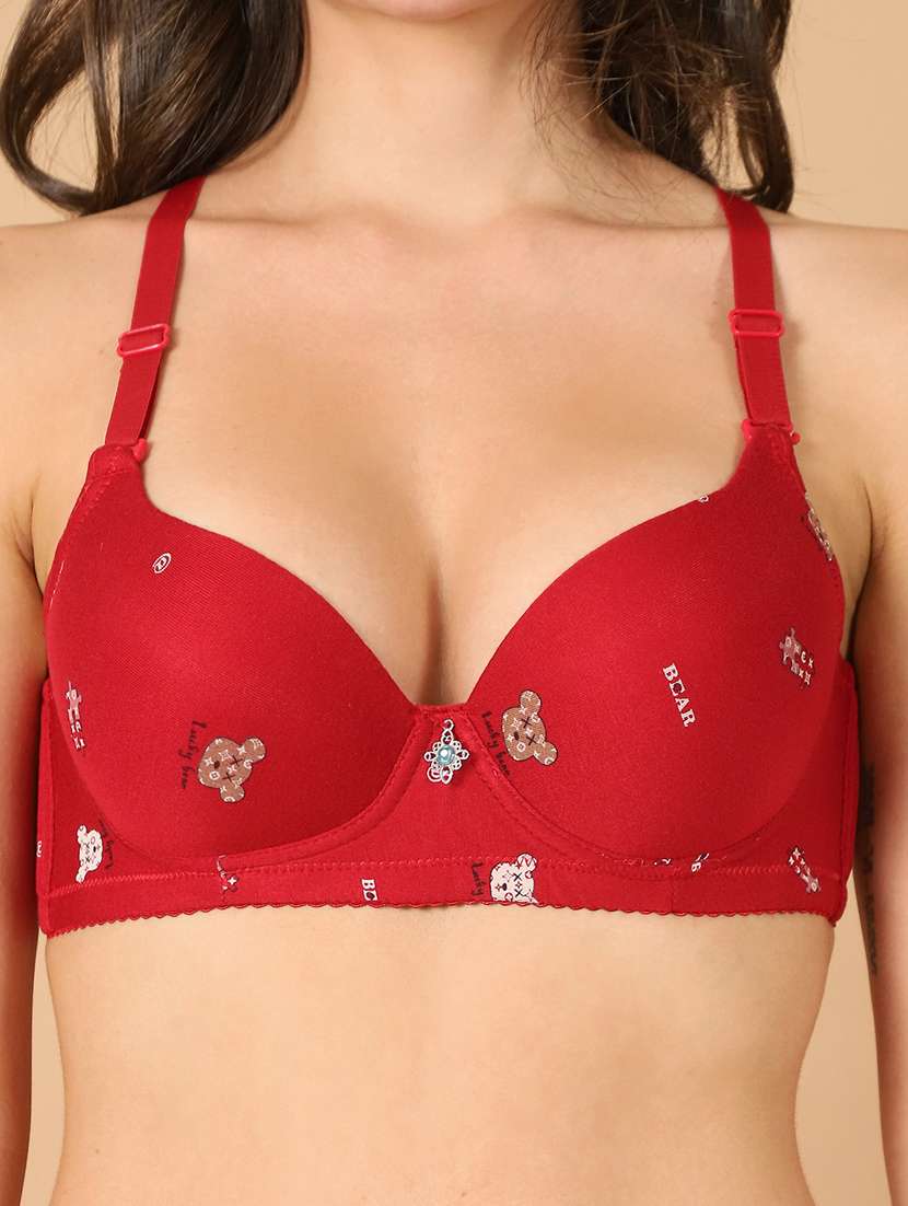 maroon cotton bras and panty set - 21400490 - Standard Image - 5