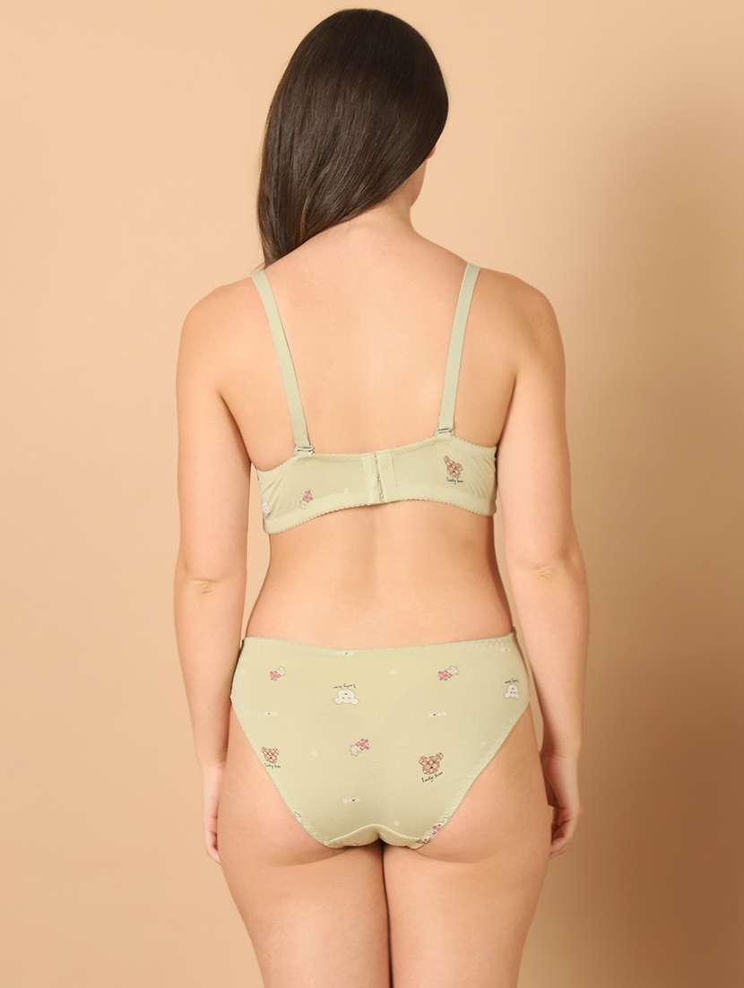 green cotton bras and panty set - 21400491 - Standard Image - 3