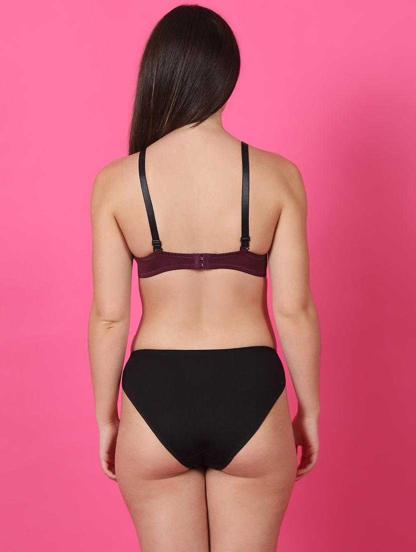 burgundy bra and panty set - 21400506 - Standard Image - 3