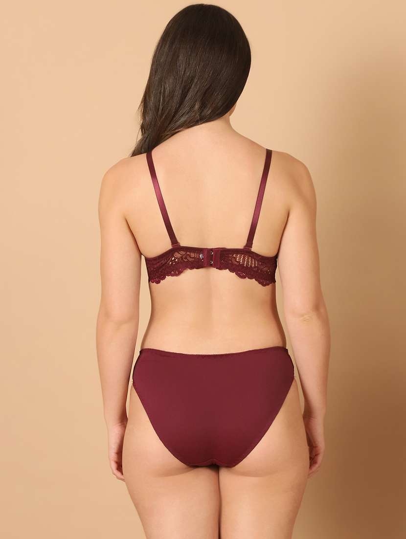 women solid bras and panty set - 21400514 -  Standard Image - 3