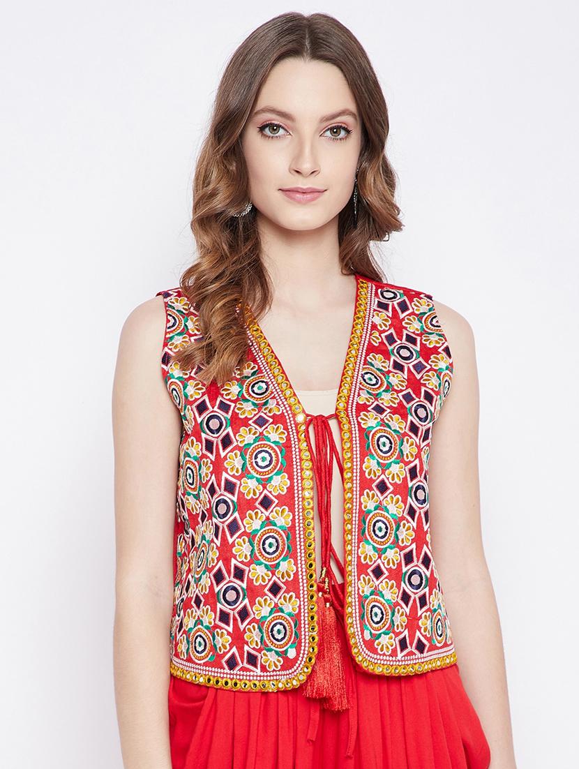 red embroidered jacket - 21401420 - Zoom Image - 0
