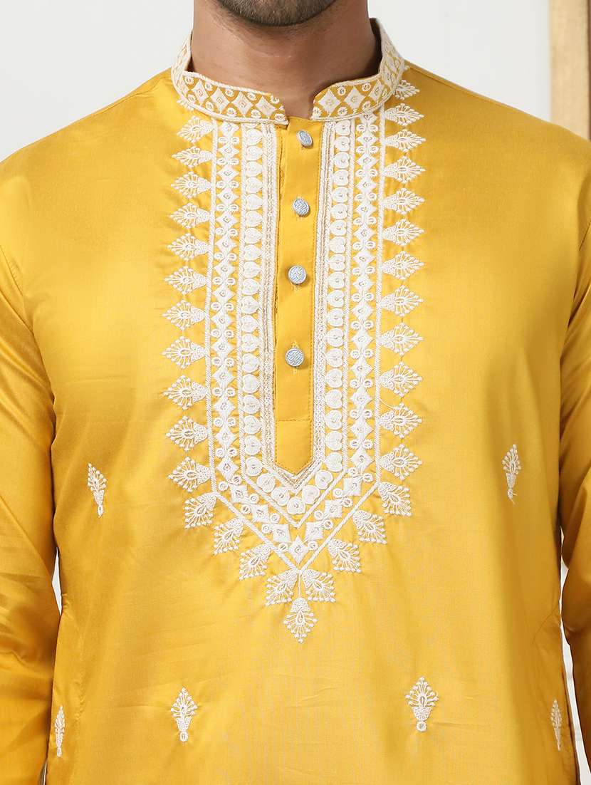 men mandarin neck embroidered long kurta - 21401430 -  Standard Image - 5