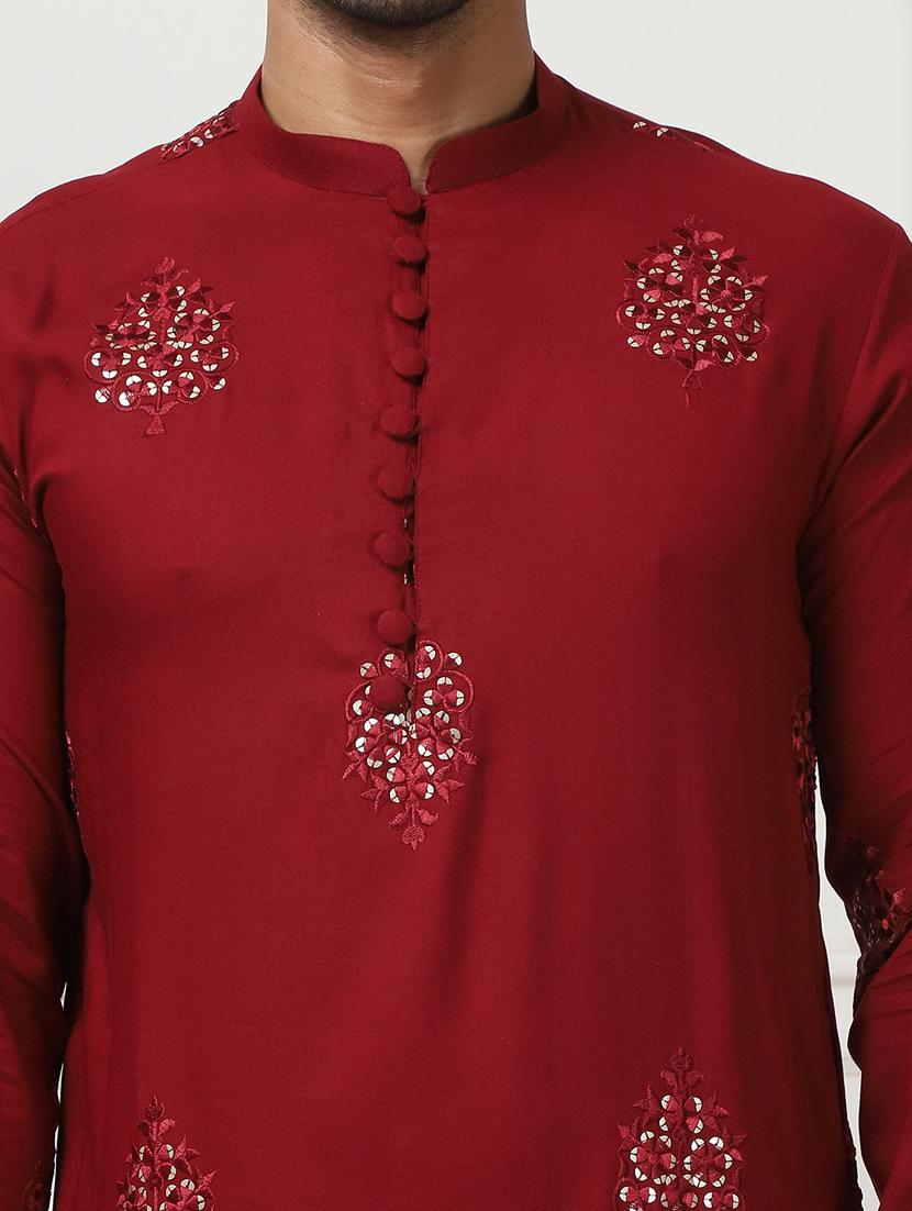 men mandarin neck embroidered long kurta - 21401438 - Standard Image - 5